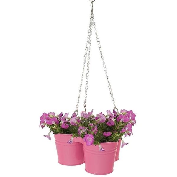 Next2Nature Enameled Galvanized Hanging 3 Planter Unit for 5.5 in. Plants; HotPink NE323542